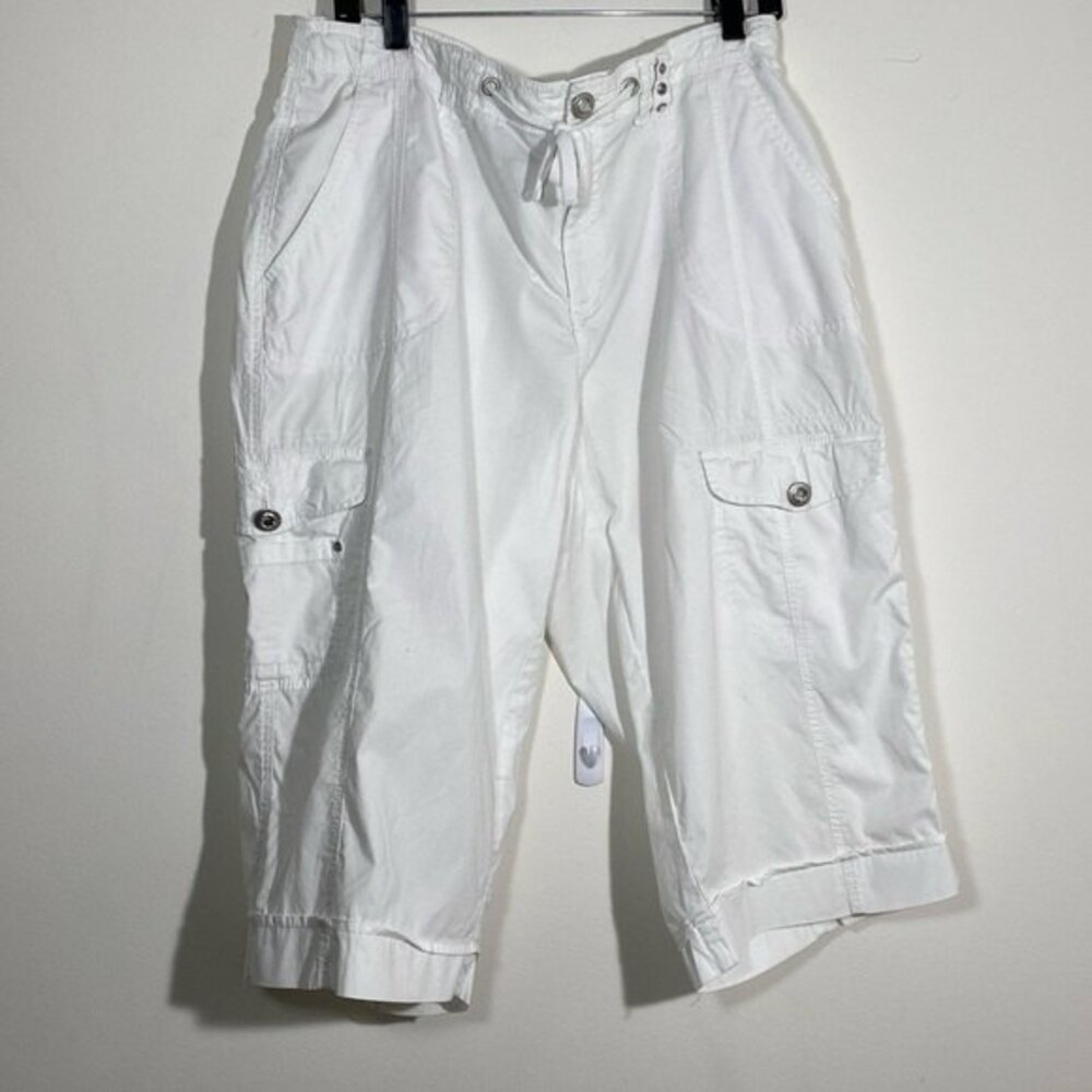 Ashley Stewart White Cargo Bermuda Shorts